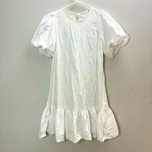 Girls Eyelet Embroidery Ruffle Hem Smock Dress
